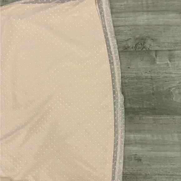 Adrianna Papell Blush Swiss Dot Sleeveless Blouse L – Ruffle Mesh Trim Top - Picture 5 of 9